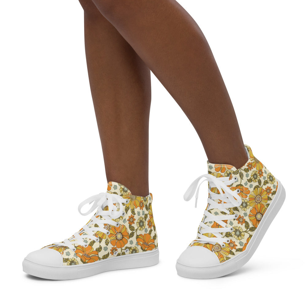 Golden Meadows Floral Women’s High Top Sneakers - https://ascensionemporium.net